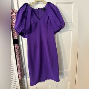 Badgley Mischka Vibrant Purple Long Sleeve Dress